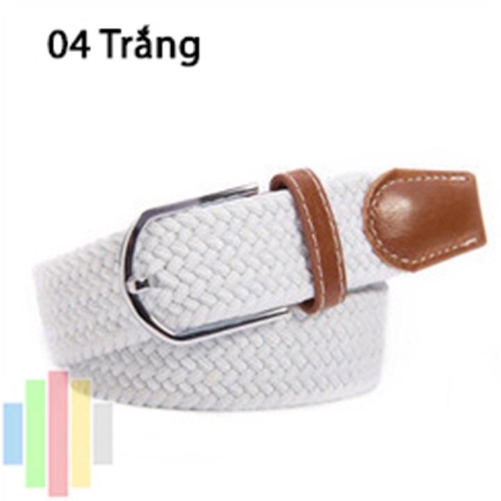 Thắt lưng vải dù co giãn bản 3,5 cm -nhóm màu trơn - Cream