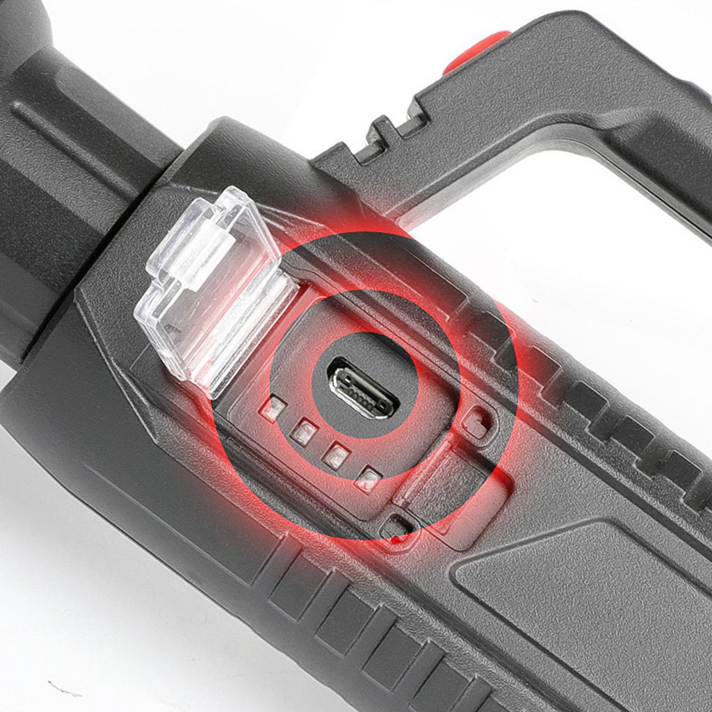 Rechargeable Torch LED Handheld Portable Searchlight Outdoor Flashlight Long Shots Lamp for Hunting Hiking Camping Black