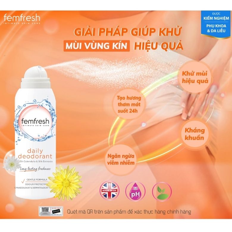 Xịt Thơm Mát Cao Cấp Femfresh Deodorant Spray - Nhập Khẩu Anh Quốc, khử mùi, diệt khuẩn, tạo cảm giác thơm mát