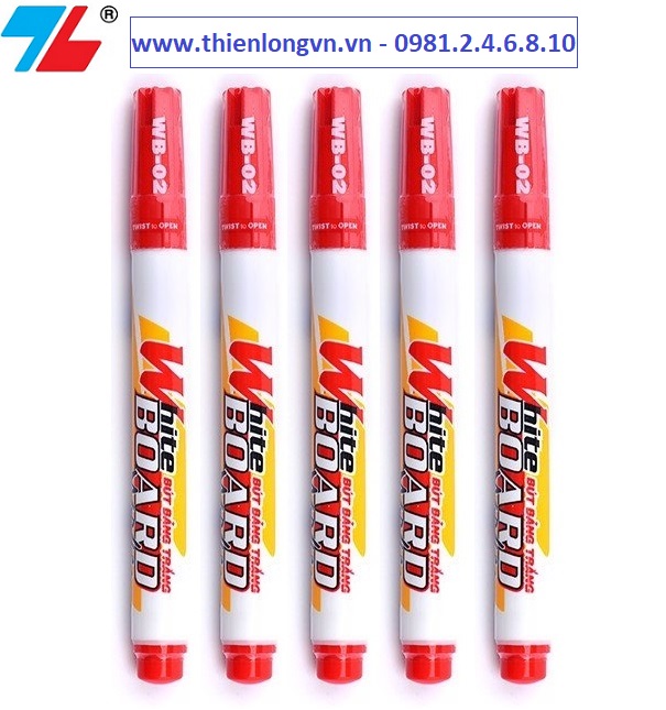 Combo 5 cây bút lông bảng nhỏ Thiên Long; WB-02 mực đỏ