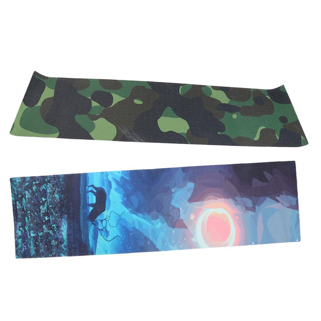 2pcs Camo + Elk Printed Skateboard Deck Sandpaper Grip Tape Griptape Sheet 840 x 230mm