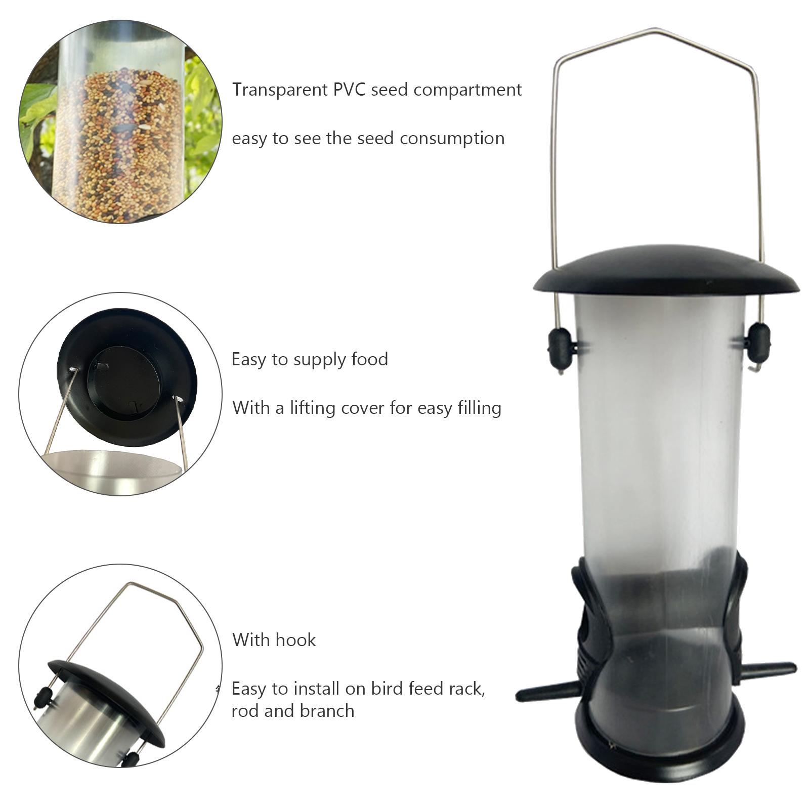 Dụng cụ cho chim ăn dạng ống ngoài trời 420ml với 2 cổng cho ăn