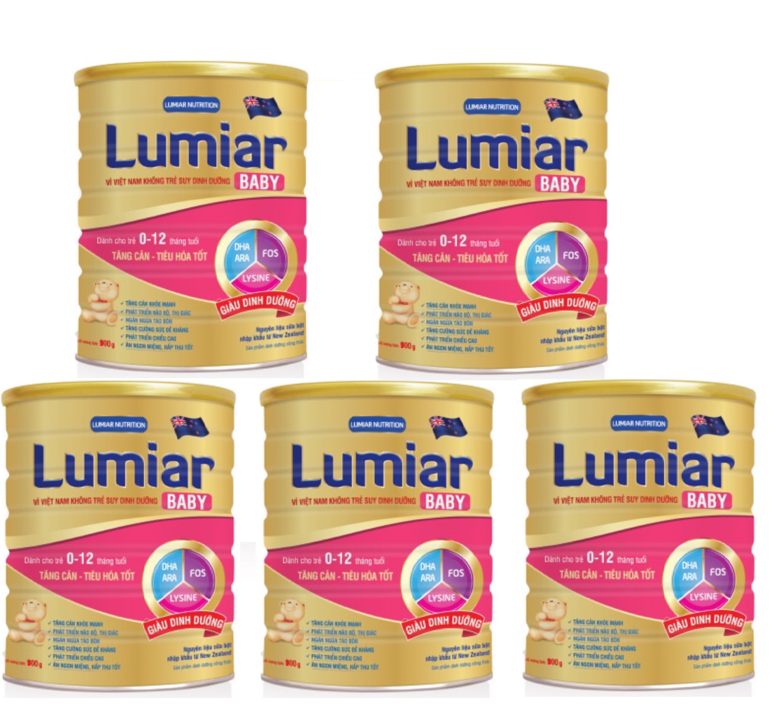 Combo 5 lon Sữa bột Lumiar Baby 0+ lon 800g - sản phẩm dành cho trẻ tăng cân, tiêu hoá tốt