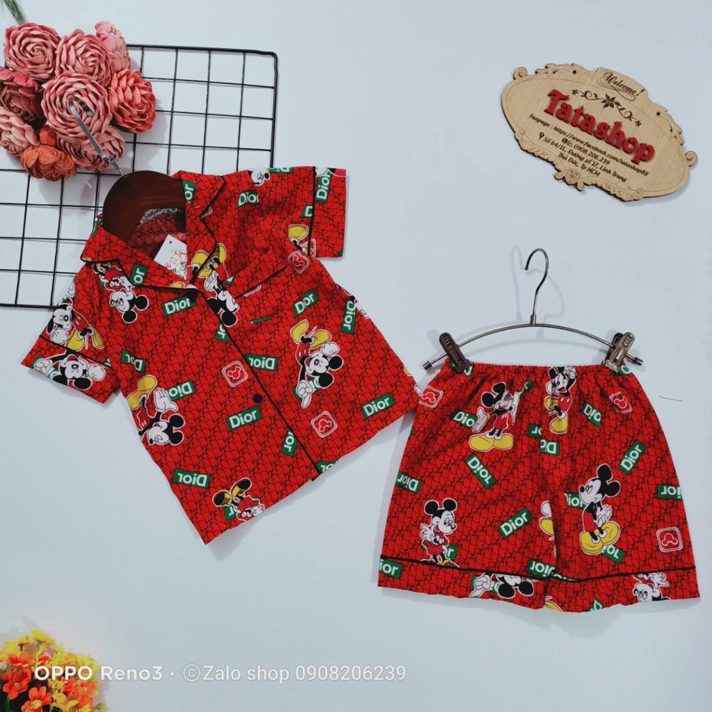 11-45kg Bộ pijama tay ngắn bé gái lụa Hàn cao cấp