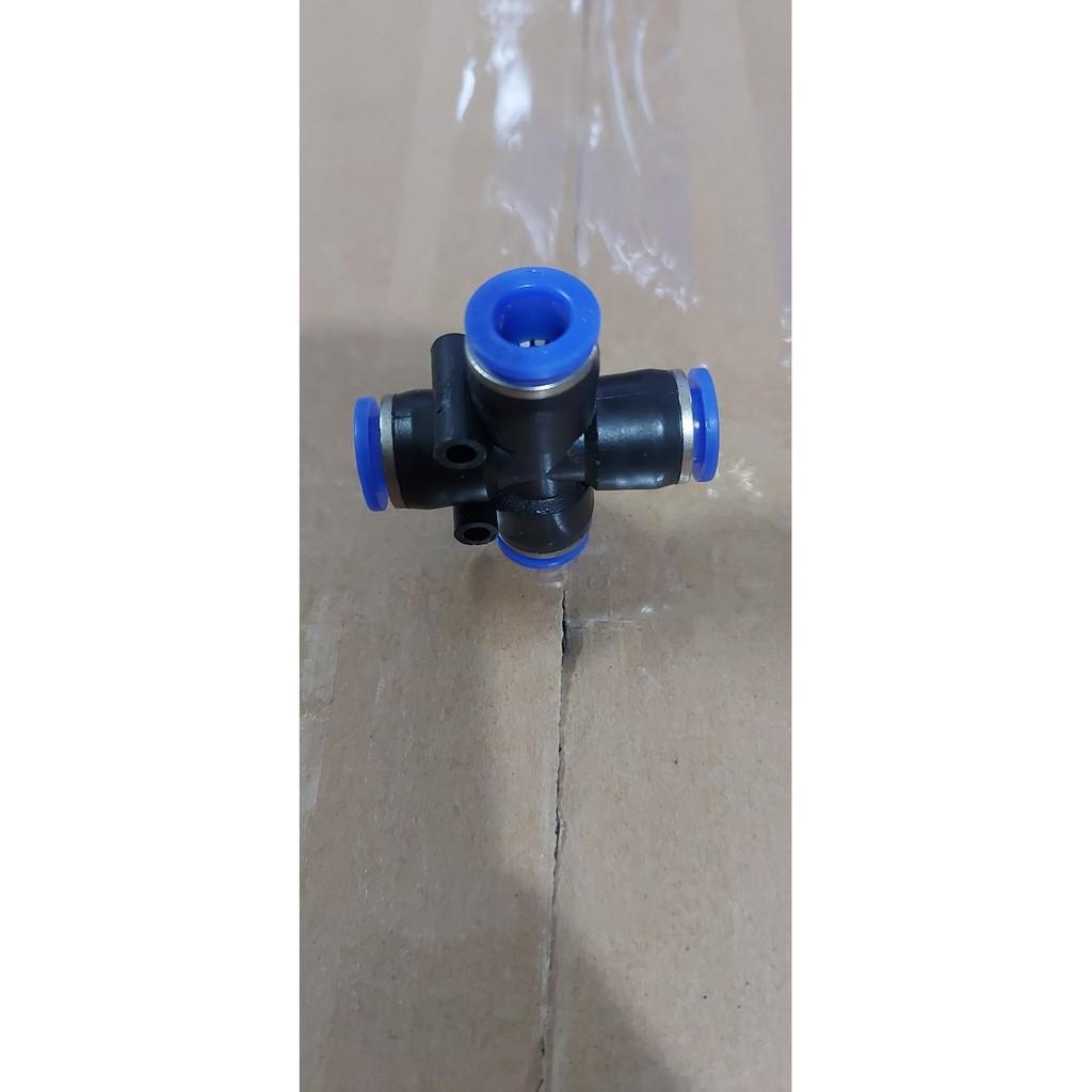 Đầu nối nhanh chia 4 hướng ống 8li sử dụng trong hệ thống phun sương tưới lan nối chia 4 ống 8li