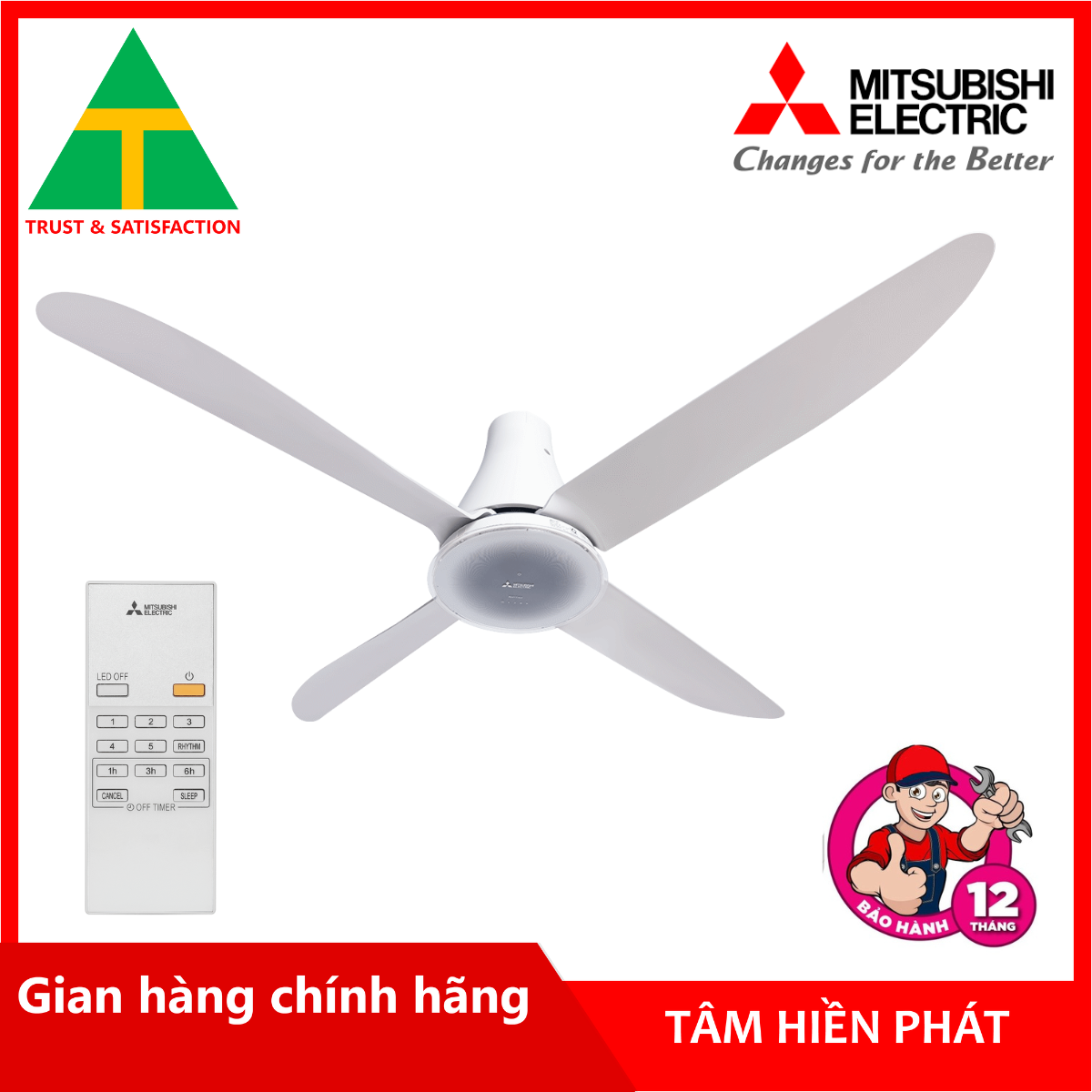 Quạt Trần Mitsubishi C56 - Ra4 Sf - Gy - Hàng Chính Hãng