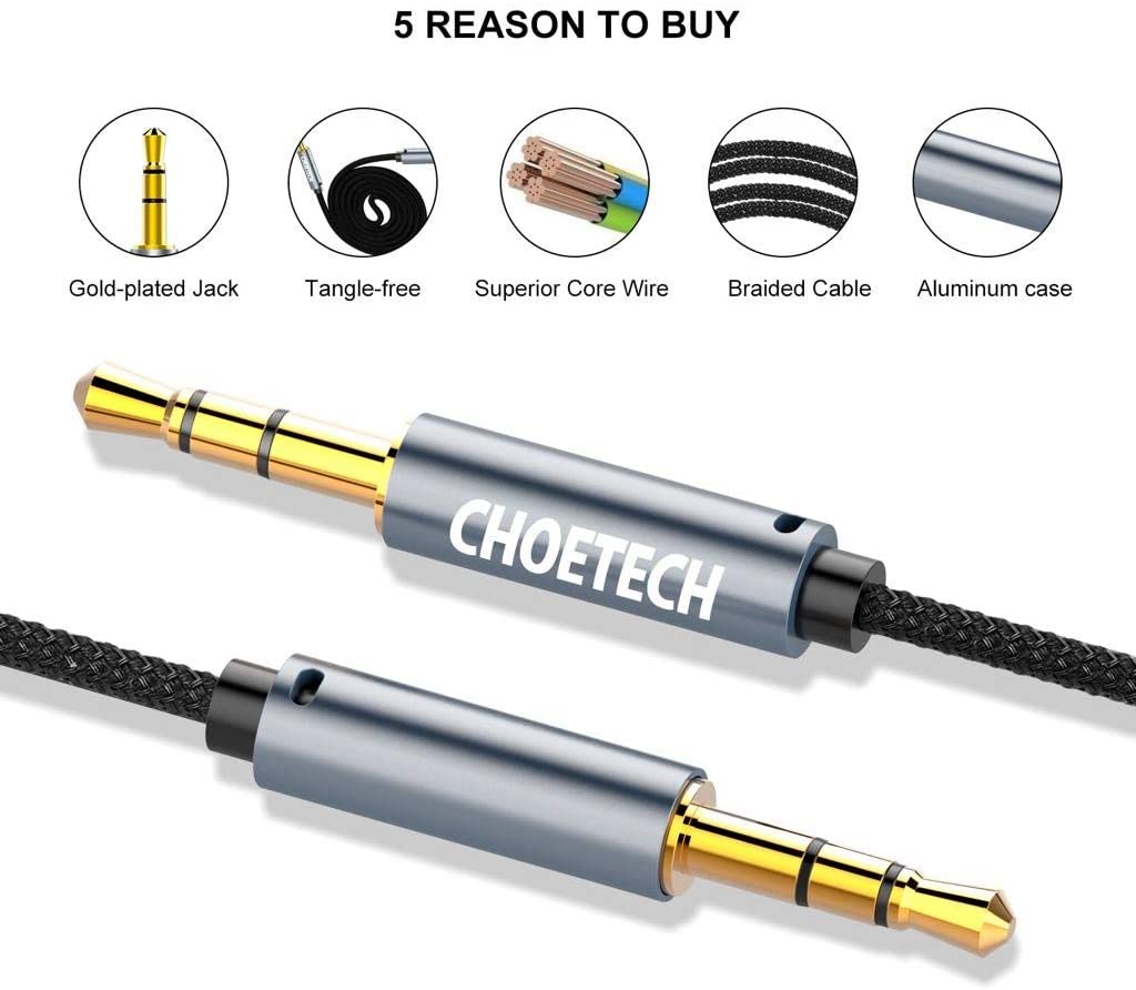 Dây Cáp Nối Dài Âm Thanh 2 Đầu Đực 3.5mm Dài 1.2M CHOETECH AUX002 - Hàng Chính Hãng