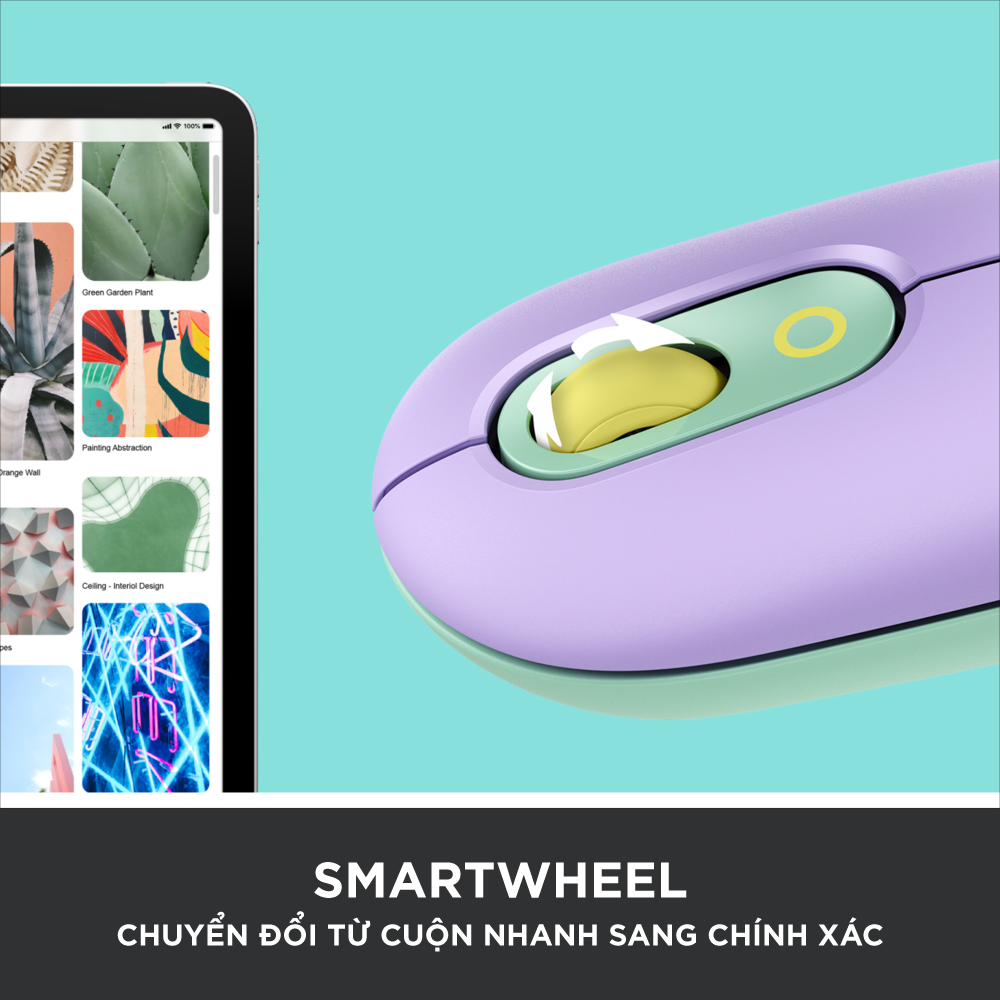 Chuột không dây bluetooth Logitech POP MOUSE - giảm ồn, nút emoji tùy chỉnh - Hàng chính hãng