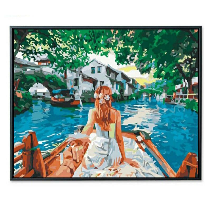 Tranh sơn dầu số hóa DIY khổ 40x50cm đã căng khung- Chủ đề TY &quot;Đi khắp thế gian&quot;