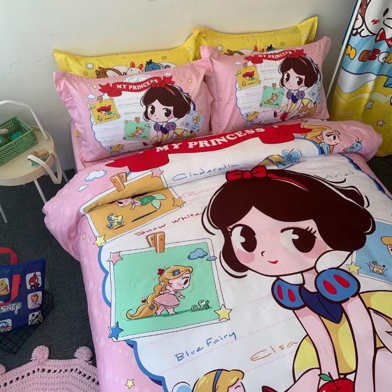 Bộ Chăn Ga Gối Cotton Disney 100%cotton Hàng Nhập Khẩu Cao Cấp 4 Món Công Chúa Bạch Tuyết