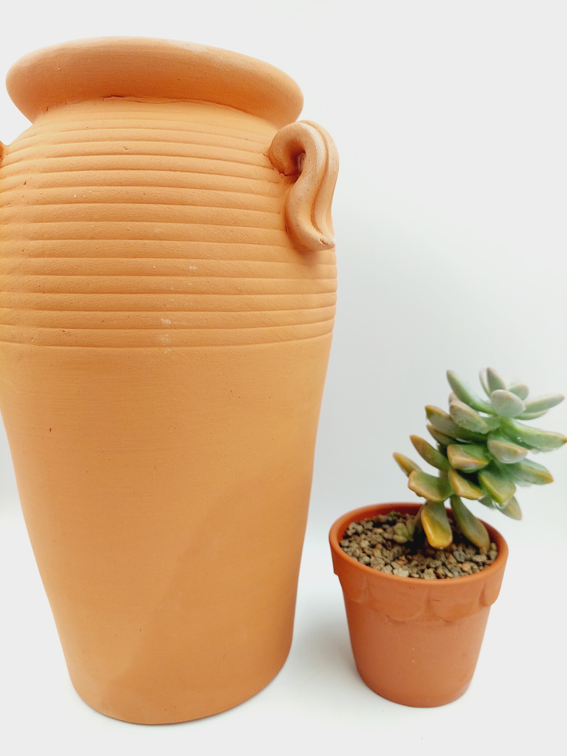 Chậu đất nung, chậu sen đá - Bình quai 1330, đường kính miệng tầm 13cm, chiều cao 30cm