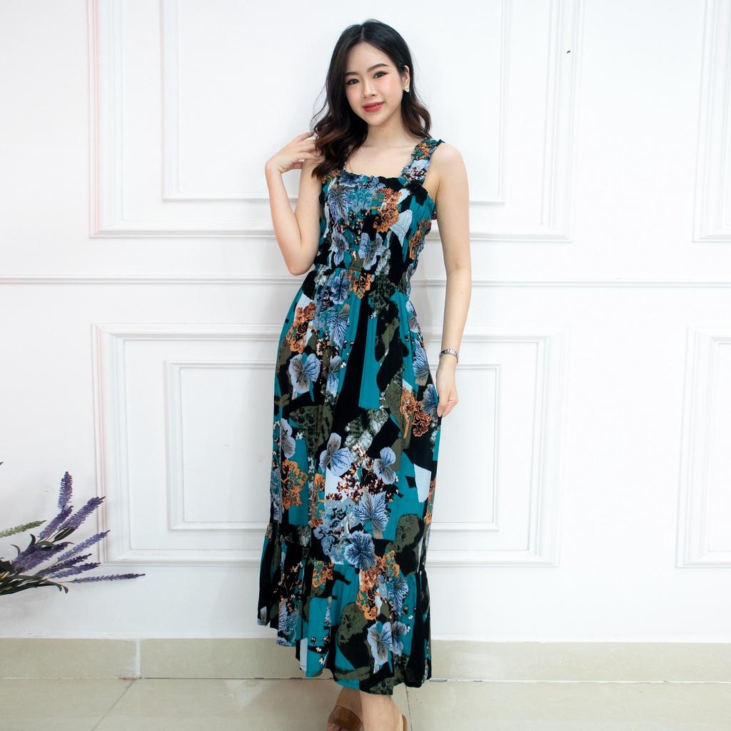 Váy 2 dây dáng suông maxi AMYRA mặc nhà đuôi cá eo bo thun trung niên mọi lứa tuổi trẻ trung đi lịch cao cấp VA037
