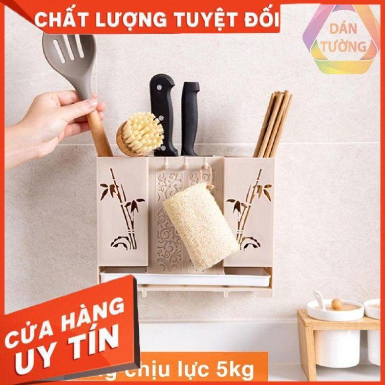 Ống đũa thìa kèm giá cắm dao dán tường gọn gàng tiện dụng