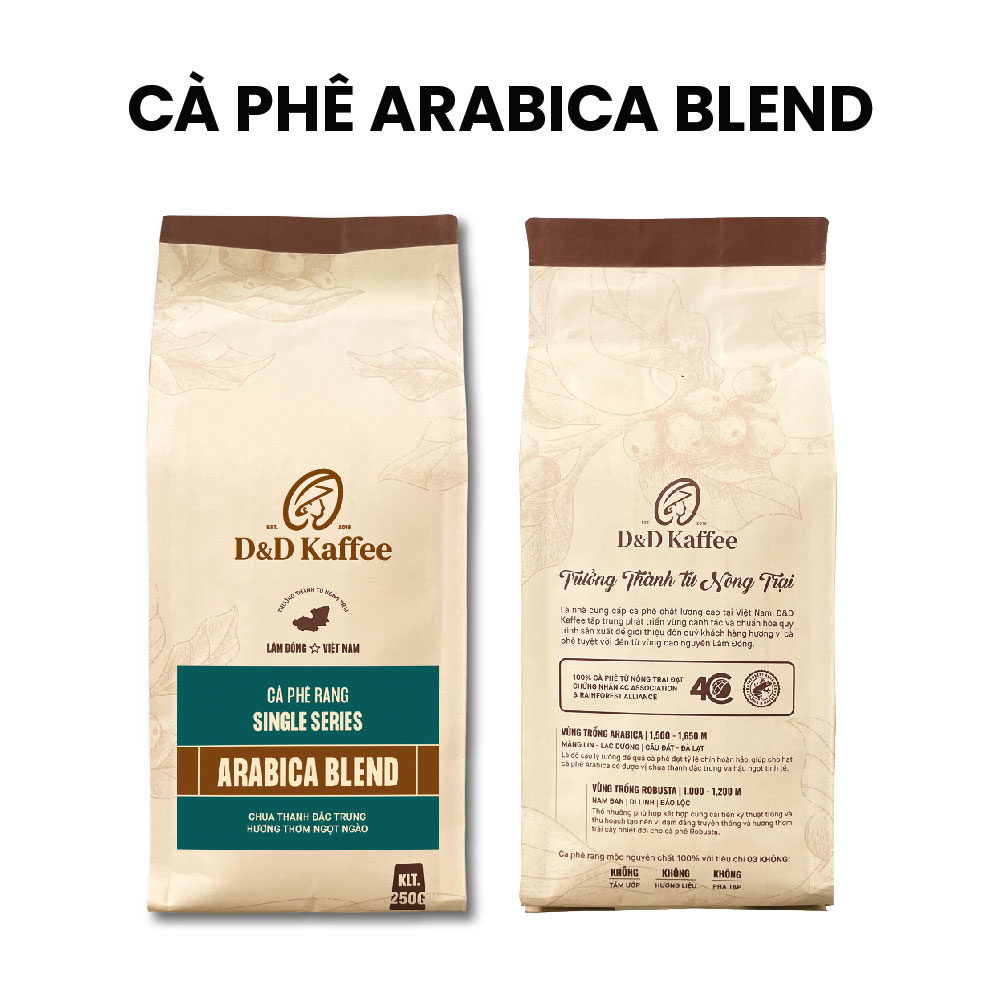 Cà phê Arabica Blend, cà phê nguyên chất 100% rang mộc, gói 250gr, D&amp;D Kaffee