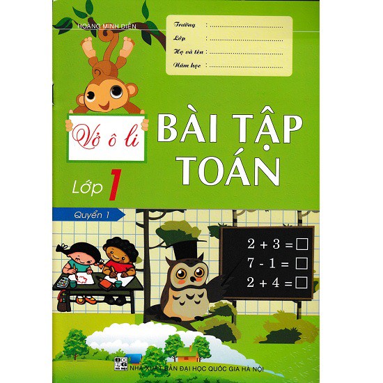 Combo Vở ô li bài tập Toán lớp 1 quyển 1+2