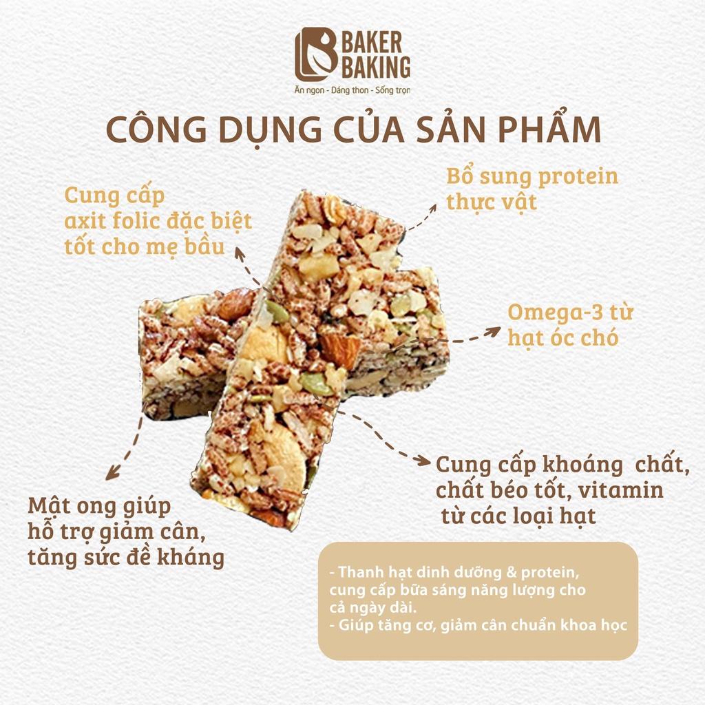 Bánh thanh hạt dinh dưỡng & protein Baker Baking không đường, tiện lợi hỗ trợ tập luyện, tăng cơ hộp 6 thanh