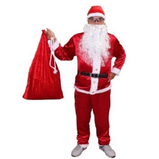 Có sẵn Nón bao tay túi đựng quà râu ông già Noel người lớn vải nhung trang phục noel ngày lễ giáng sinh
