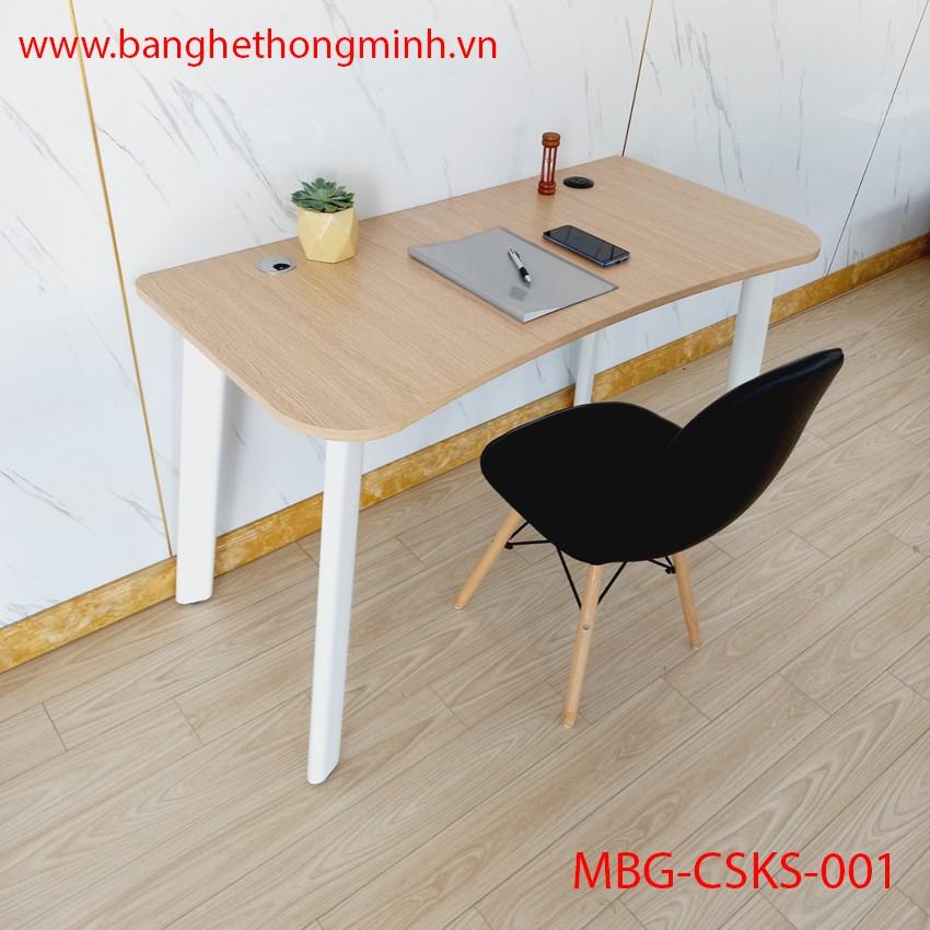 Bàn mặt gỗ MDF + Chân sắt Oval khung sắt X tích hợp sạc USB