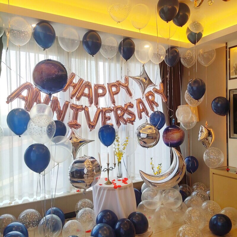 Bộ bong bóng trang trí ngày kỷ niệm ngày cưới, cặp đôi happy anniversary set hpan04