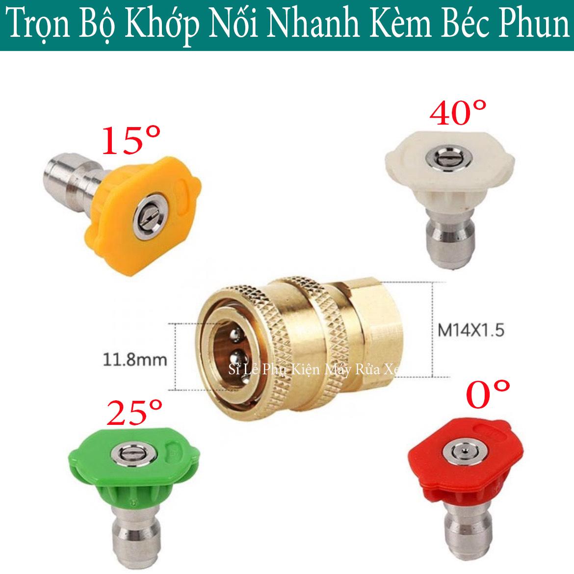 Béc phun - Đầu béc các góc gắn súng xịt rửa của máy rửa xe áp lực cao - Kèm khớp nối nhanh 1/4 inch