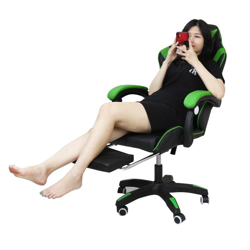 Ghế Massage Rung Ngả Lưng Có Dựa Chân Gaming Văn Phòng Học Tập Lót Đệm Bọc Da PU Êm Ái Chống Bám Bẩn - Hàng nhập khẩu