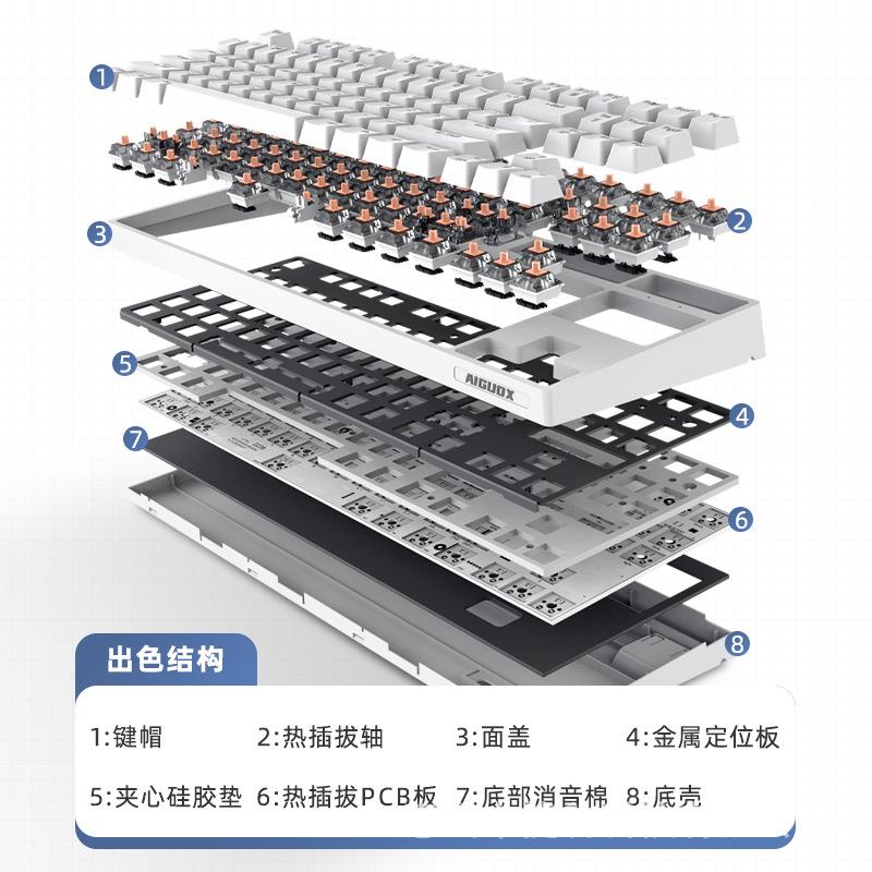 Bàn phím cơ bluetooth không dây phong cách mới nhất ba chế độ có thể tráo đổi nóng Bộ 87 phím tùy chỉnh có dây bàn phím trò chơi kết nối máy tính