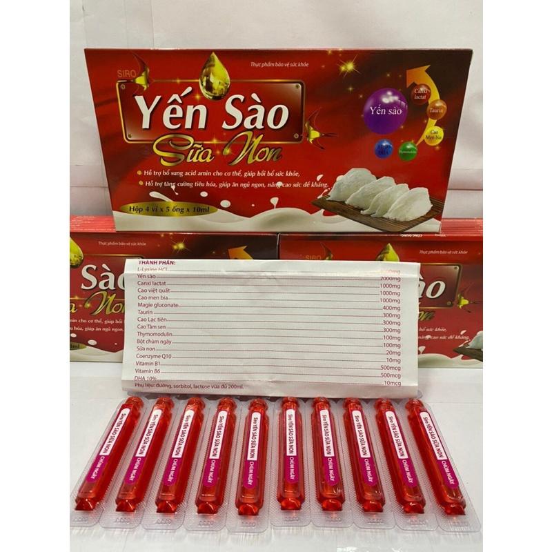 Combo 2 Hộp Yến Sào Sữa Non (Đỏ) - Hỗ trợ bổ sung Acid Amin cho cơ thể, giúp bồi bổ sức khỏe Hộp 20 ống x 10ml