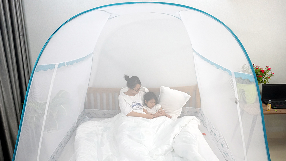 Mùng Chụp Màn Chụp Tự Bung Đỉnh Rộng Cao Cấp 1m8x2m có viền chân - Mộc Miên