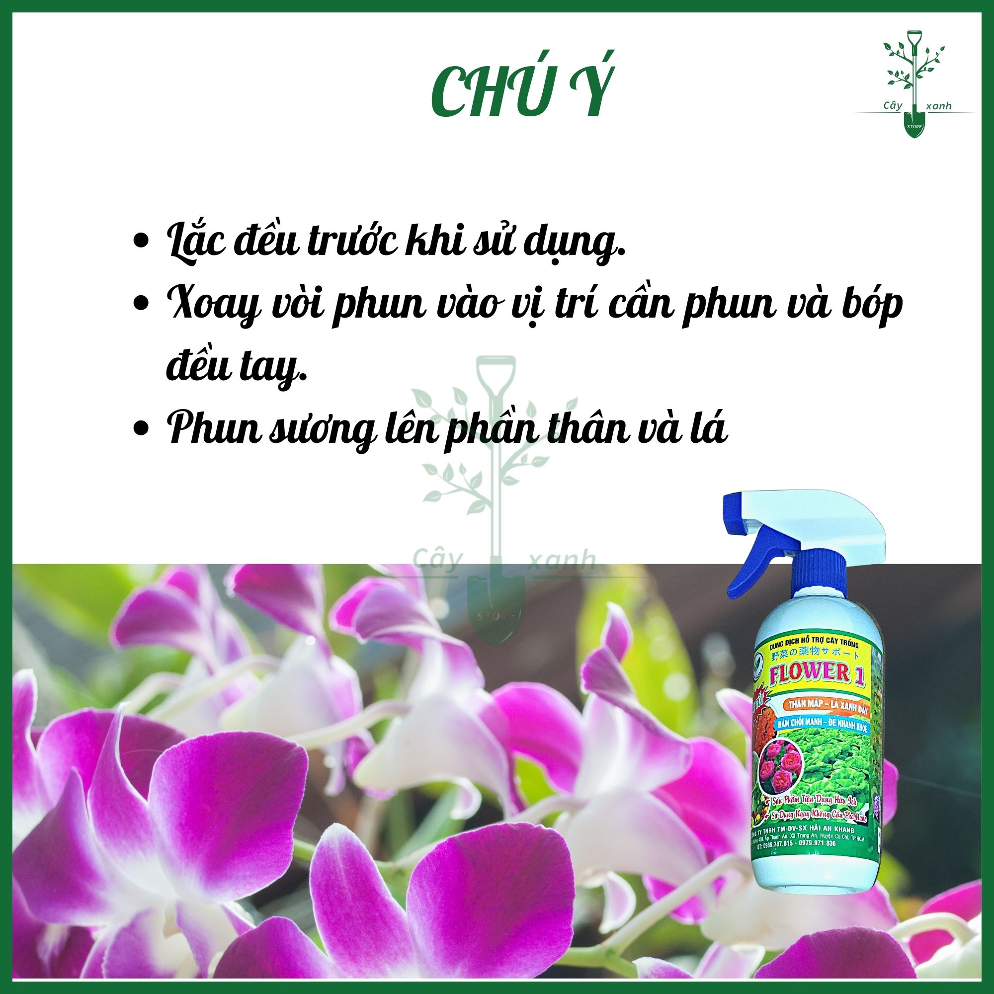 Dung dịch FLOWER 1 - Chai xịt 550ml Phun trực tiếp không cần pha - Giúp mập thân, xanh lá, đâm chồi - Cây Xanh Store