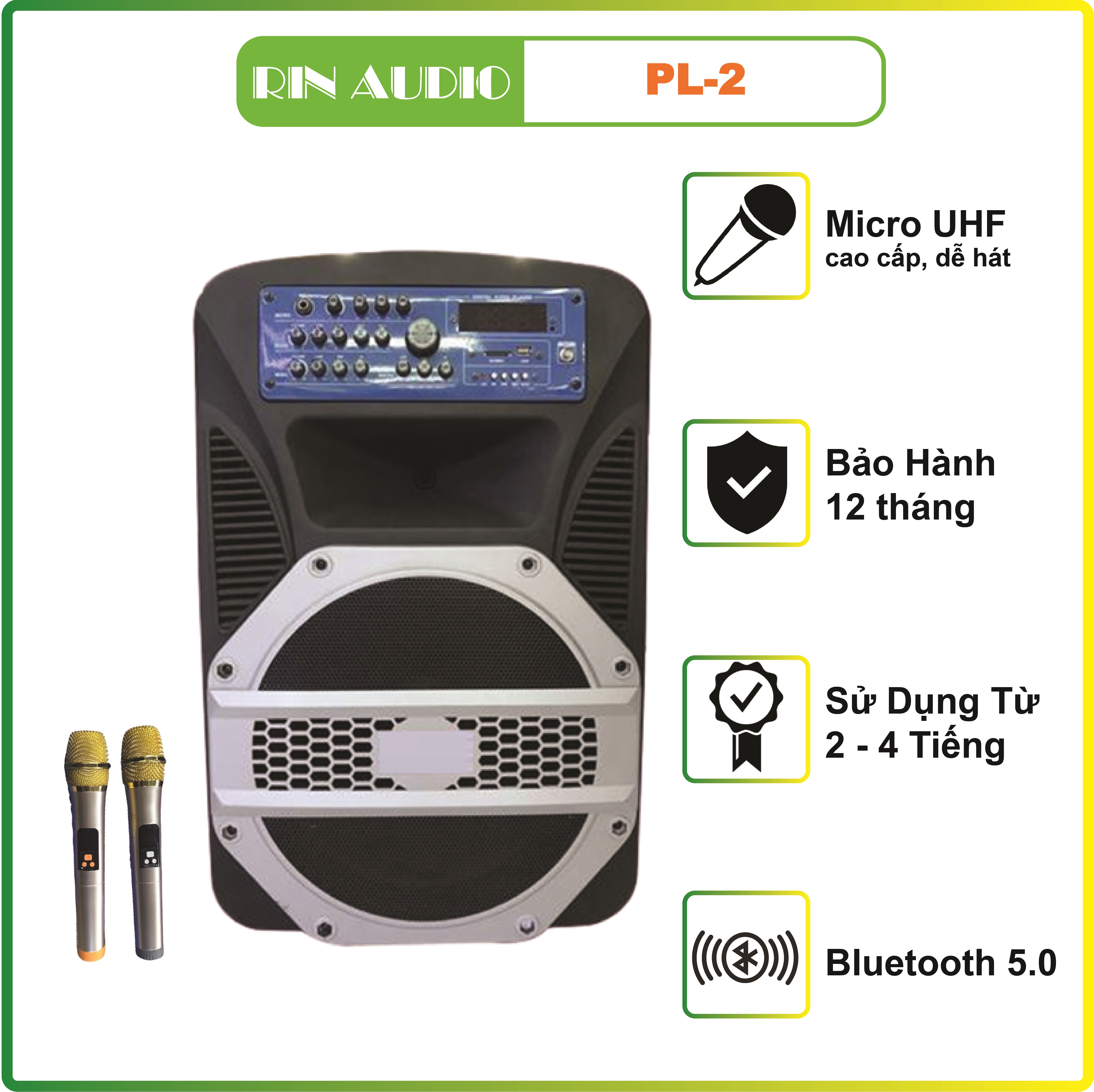 Loa kéo di động karaoke Rinton PL2 400W - hàng chính hãng