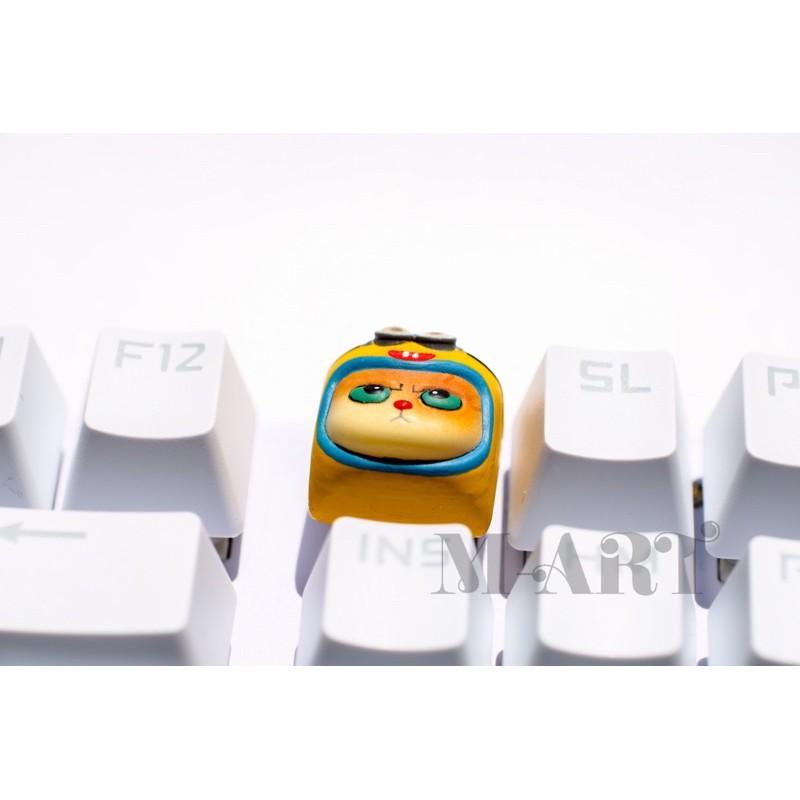 Nút bàn phím cơ mèo dễ thương và chiếc mũ minion - Meowy artisan keycaps