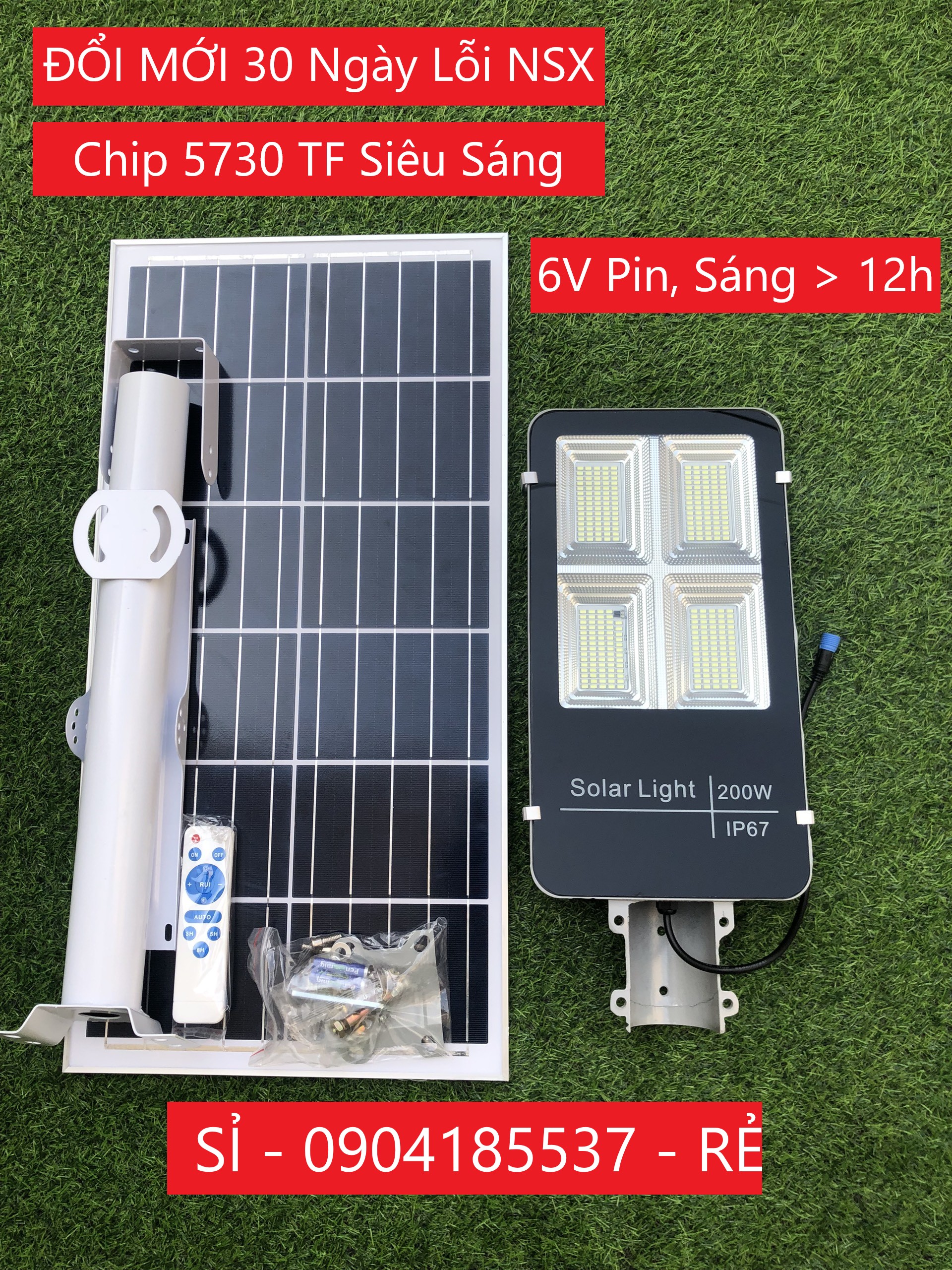 Đèn Năng Lượng Mặt Trời 6 Khoang 300W Solar Light - Đèn Đường Phố Năng Lượng Mặt Trời | Tấm pin lớn, thời gian chiếu sáng 12-14h