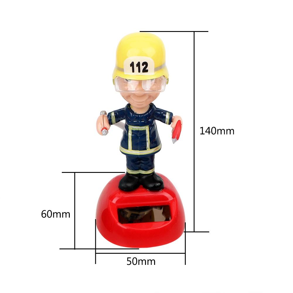 With Adhesive Tape Solar Powered Dancing Toy Swinging Plastic Gift For Children Kids Car Styling Firemen Shape Car Ornament Dashboard Decoration