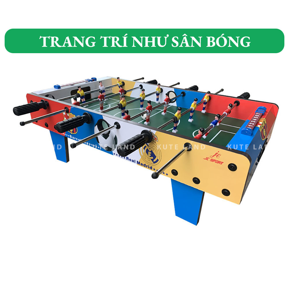 Bàn bi lắc bóng đá đội Real &amp; Barca bằng gỗ 69x37x24 cm size lớn nhiều màu sắc