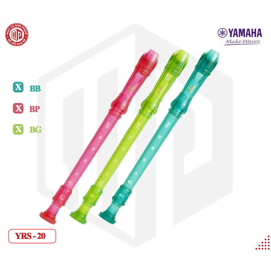 Sáo màu Yamaha Recorder - Dòng Soprano - Mã Baroque YRS-20B - Xanh dương/ YRS-20BB | Hồng/ YRS-20BP | Xanh lá cây/ YRS-20BG - Hàng chính hãng