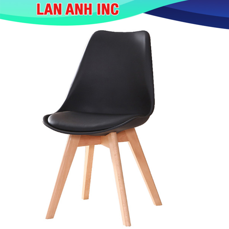 Ghế nhựa quán cafe văn phòng đẹp chân gỗ tựa lưng cao nệm lót simili giá rẻ eames LAGN33