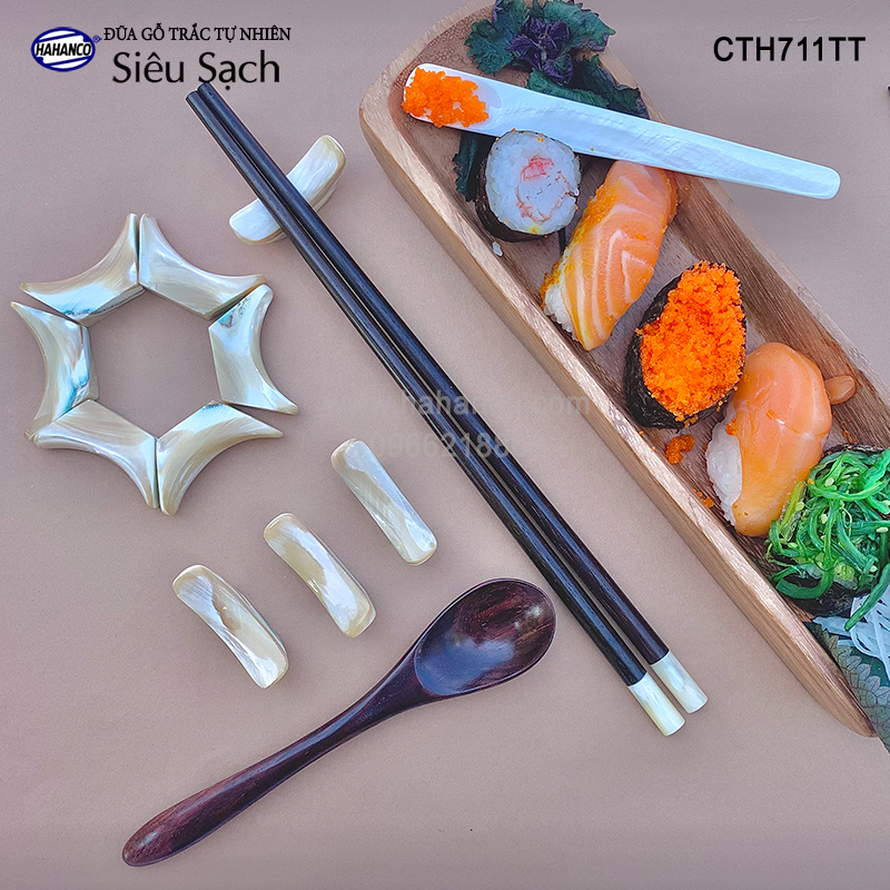 Đũa gỗ trắc tròn đầu ốc biển New Zealand Hàng VIP - đũa gỗ tự nhiên siêu sạch - an toàn cho sức khỏe - CTH711TT - Chopstick of HAHANCO
