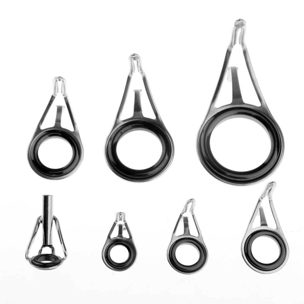 7pcs Rod Repair Kit Fishing Rod Guides Tips Tops Double Leg Ceramic Ring