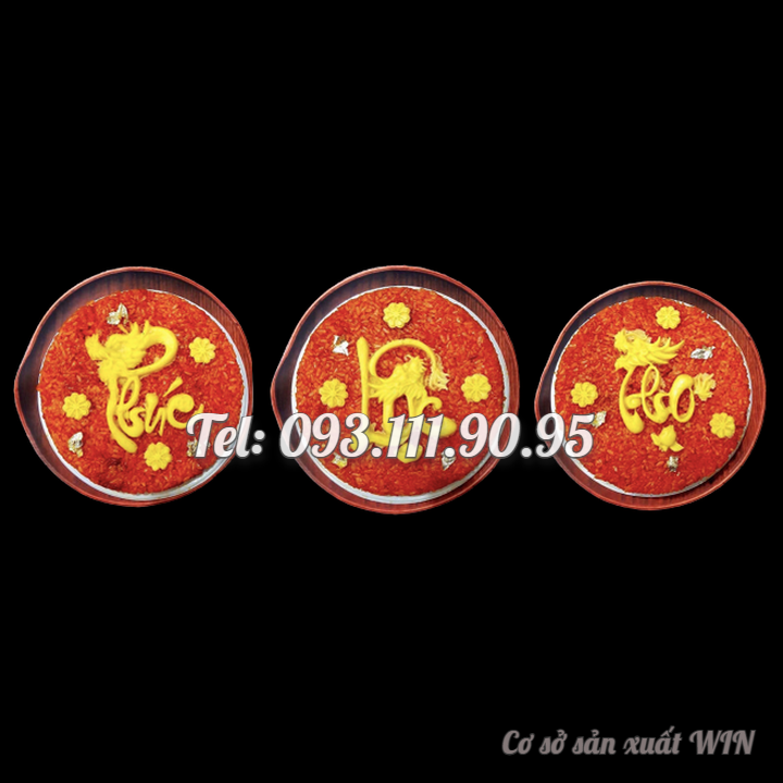 Bộ 3 khuôn silicon ép xôi, làm rau câu, socola, làm bánh Phúc Lộc Thọ loại 13 cm - Mã số 1233