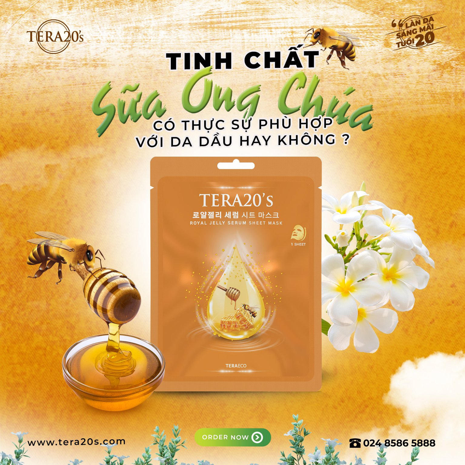 Mặt nạ dưỡng da Serum Sữa Ong Chúa TERA20's Hàn Quốc