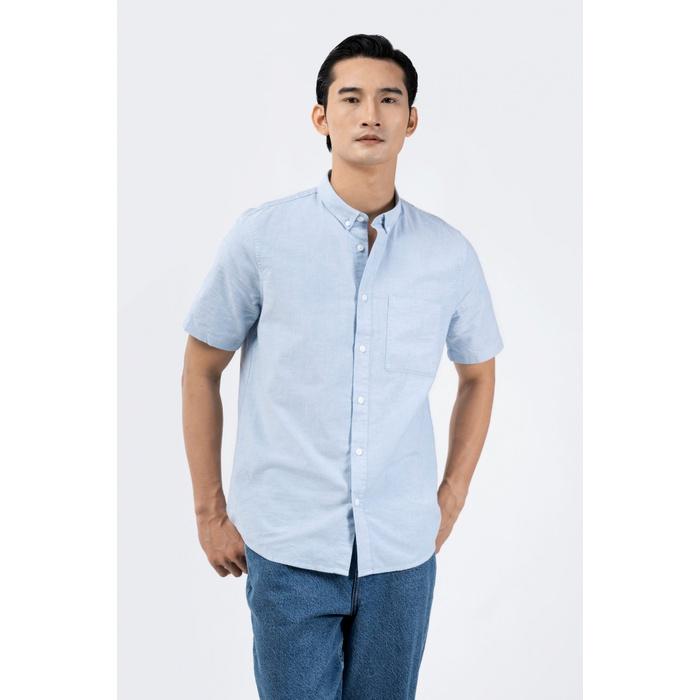 ÁO SƠ MI NAM TAY NGẮN OXFORD TRƠN FORM FITTED - 10F22SHS002C | LASTORE MENSWEAR