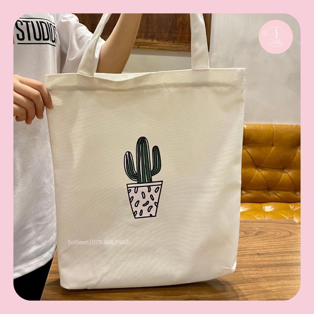 Túi tote Sollle vải canvas, túi ulzzang vải bố mộc không nhuộm hóa chất