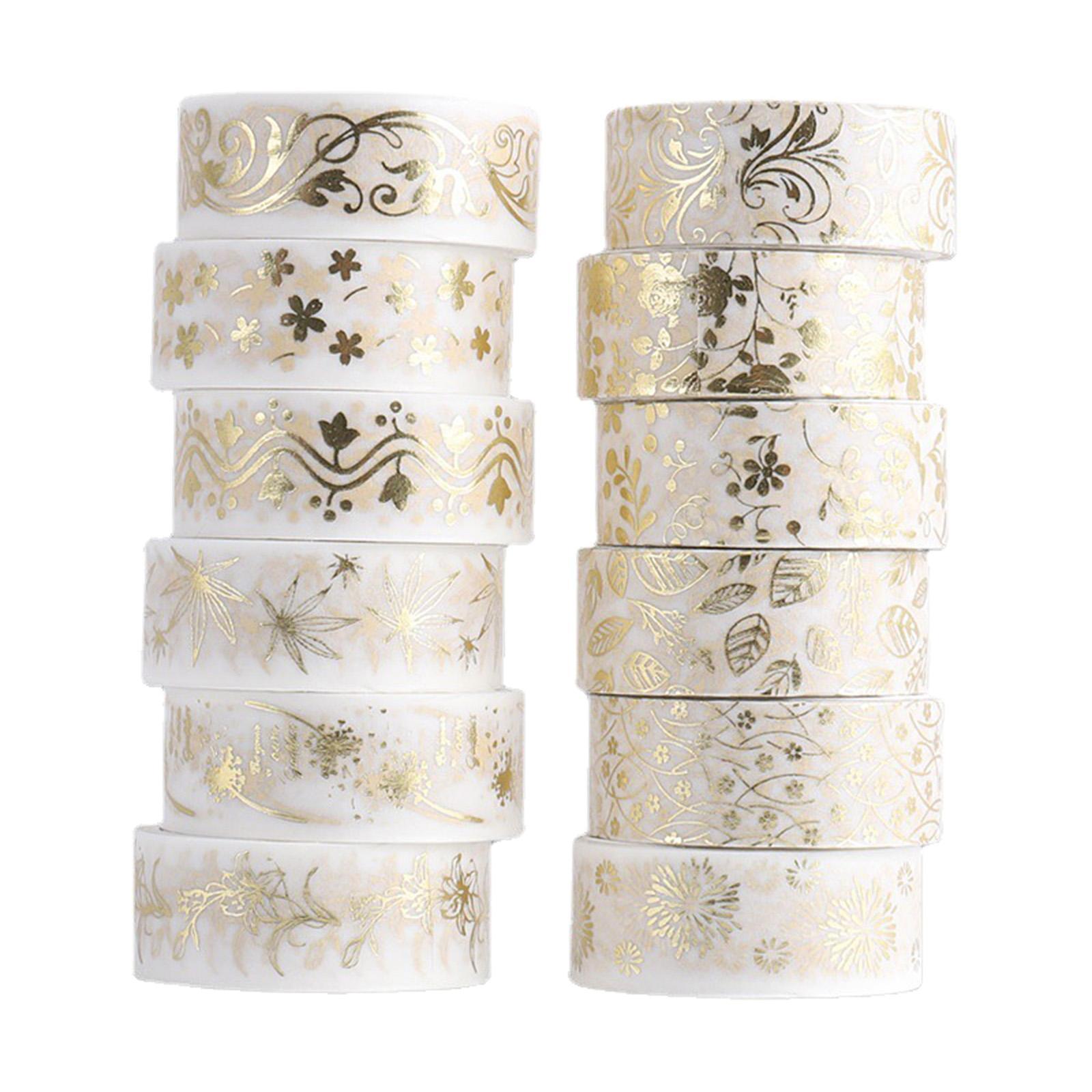 2x 12 Rolls Bronzing Washi Tape Set Retro Flowers And Plants Decorative Masking Tape Scrapbook Tape for DIY Craft Art Gift Wrapping