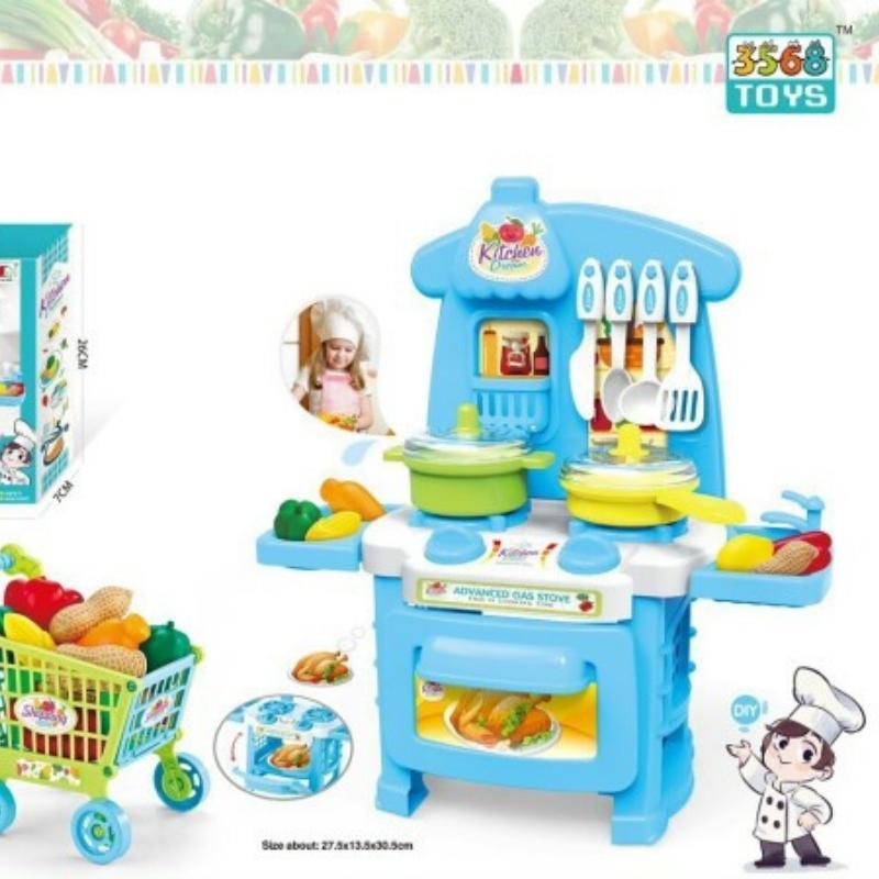 Bộ đồ chơi nấu ăn nhà bếp KITCHEN DREAM cho bé kèm xe đẩy, đồ chơi mô phỏng đồ dùng nhà bếp thông minh