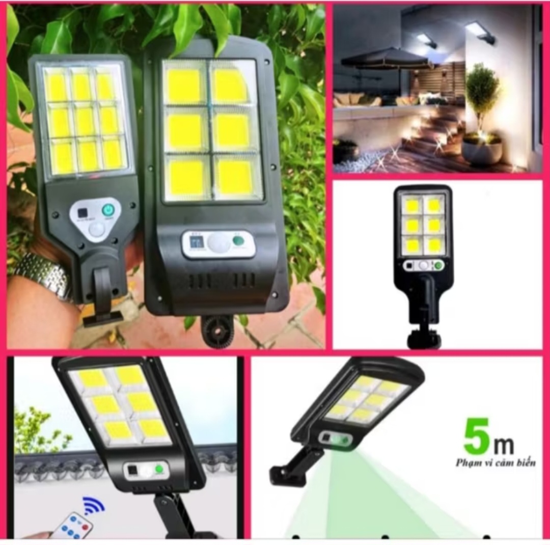 1 ĐÈN LED CHIẾU SÁNG NĂNG LƯỢNG MẶT TRỜI CẢM BIẾN HỒNG NGOẠI CÔNG XUẤT 150W 6 TIM LED