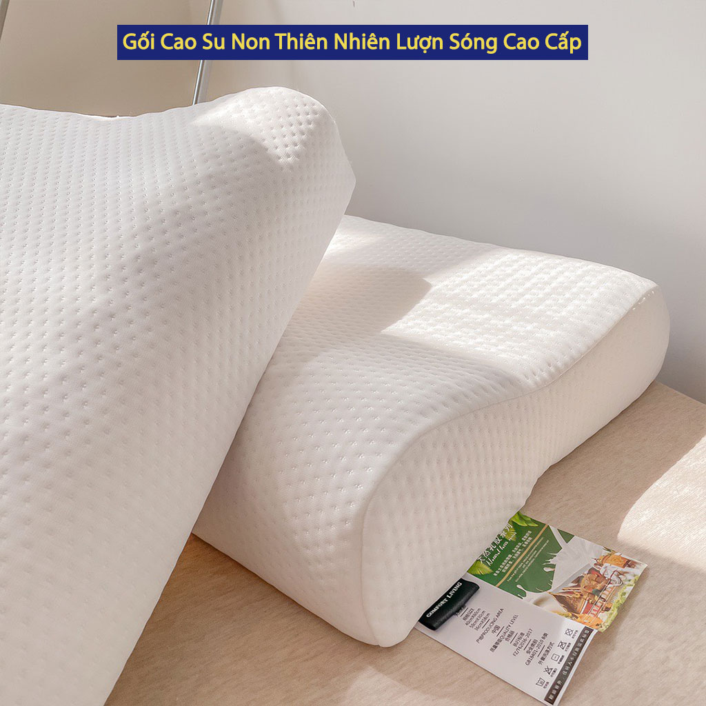 Gối Cao Su Non Tự Nhiên Lượn Sóng Không Áp Suất Người Lớn Chống Đau Cổ Vai Gáy