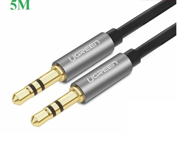 Dây Audio 3.5mm 2 đầu đực dạng cáp tròn mạ Vàng 24K, TPE dài 5M UGREEN 10737 - Hàng chính hãng