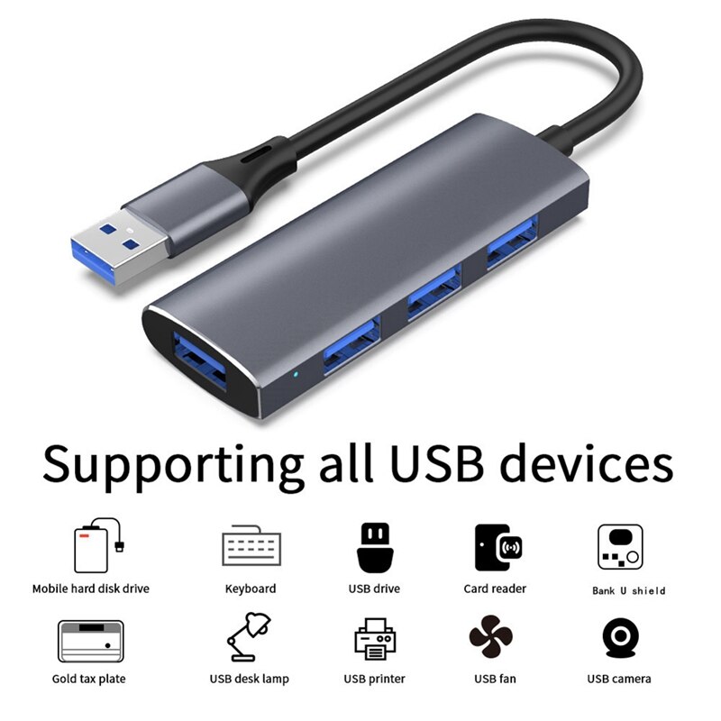 Cáp chuyển đổi usb type c sang hub usb 3.0 4 cổng - HUB USB Type c to 4 Port USB - Hàng Chính Hãng