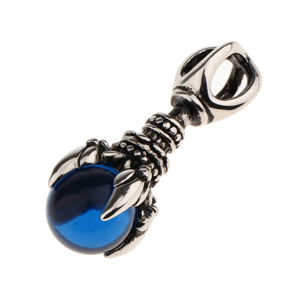 Punk Rock Carved Silver Stainless Steel Biker Dragon Claw Wrap Magic Crystal Ball Pendant DIY for Necklace