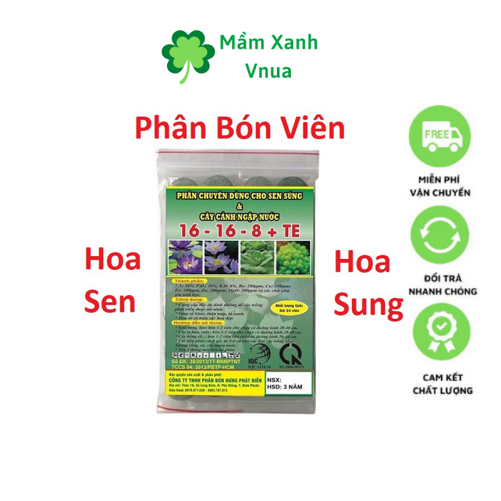 Phân Bón Hoa Sen Và Cây Ngập Nước NPK 16-16-8+TE - Gói 24 Viên